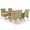 Image de vidaXL Ensemble à manger de jardin 5 pcs Beige