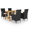 Image de vidaXL Ensemble à manger de jardin 5 pcs Noir