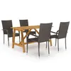 Image de vidaXL Ensemble à manger de jardin 5 pcs Marron