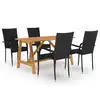 Image de vidaXL Ensemble à manger de jardin 5 pcs Noir