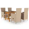Image de vidaXL Ensemble à manger de jardin 5 pcs Beige