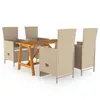 Image de vidaXL Ensemble à manger de jardin 5 pcs Beige