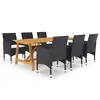Image de vidaXL Ensemble à manger de jardin 7 pcs Noir