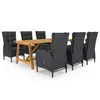 Image de vidaXL Ensemble à manger de jardin 7 pcs Noir