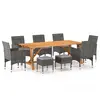 Image de vidaXL Ensemble à manger de jardin 9 pcs Gris