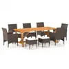 Image de vidaXL Ensemble à manger de jardin 9 pcs Marron