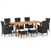 Image de vidaXL Ensemble à manger de jardin 9 pcs Noir