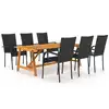 Image de vidaXL Ensemble à manger de jardin 7 pcs Noir