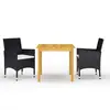 Image de vidaXL Ensemble à manger de jardin 3 pcs Noir