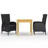 Image de vidaXL Ensemble à manger de jardin 3 pcs Noir