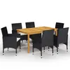Image de vidaXL Ensemble à manger de jardin 7 pcs Noir