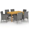 Image de vidaXL Ensemble à manger de jardin 7 pcs Gris