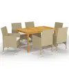 Image de vidaXL Ensemble à manger de jardin 7 pcs Beige