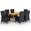 Image de vidaXL Ensemble à manger de jardin 7 pcs Noir