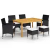Image de vidaXL Ensemble à manger de jardin 7 pcs Noir