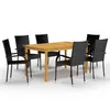 Image de vidaXL Ensemble à manger de jardin 7 pcs Noir
