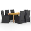 Image de vidaXL Ensemble à manger de jardin 7 pcs Noir