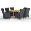 Image de vidaXL Ensemble à manger de jardin 7 pcs Gris foncé