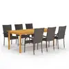 Image de vidaXL Ensemble à manger de jardin 7 pcs Marron