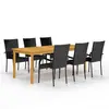 Image de vidaXL Ensemble à manger de jardin 7 pcs Noir