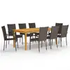 Image de vidaXL Ensemble à manger de jardin 9 pcs Marron