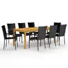 Image de vidaXL Ensemble à manger de jardin 9 pcs Noir