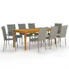 Image de vidaXL Ensemble à manger de jardin 9 pcs Gris