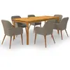 Image de vidaXL Ensemble à manger de jardin 7 pcs Marron