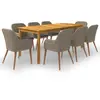 Image de vidaXL Ensemble à manger de jardin 9 pcs Marron
