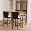 Image de vidaXL Ensemble de bar de jardin avec coussins 5 pcs Noir
