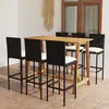 Image de vidaXL Ensemble de bar de jardin avec coussins 7 pcs Noir