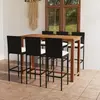 Image de vidaXL Ensemble de bar de jardin avec coussins 7 pcs Noir
