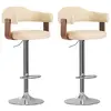 Image de vidaXL Tabourets de bar lot de 2 crème bois courbé et similicuir