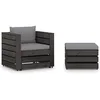 Image de vidaXL Salon de jardin 2 pcs avec coussins Bois imprégné de gris