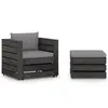Image de vidaXL Salon de jardin 2 pcs avec coussins Bois imprégné de gris