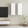 Image de vidaXL Meubles TV 2 pcs Blanc 30,5x30x90 cm Bois d ingénierie