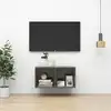 Image de vidaXL Meuble TV mural Gris brillant 37x37x72 cm Bois d’ingénierie