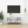 Image de vidaXL Meuble TV mural Blanc 37x37x107 cm Bois d'ingénierie