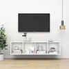 Image de vidaXL Meuble TV mural Blanc 37x37x142,5 cm Bois d’ingénierie