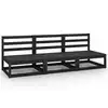 Image de vidaXL Canapés centraux de jardin 3 pcs noir bois de pin massif