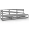 Image de vidaXL Salon de jardin 3 pcs gris bois de pin massif