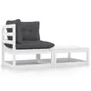 Image de vidaXL Salon de jardin 2 pcs avec coussins Blanc Bois de pin massif