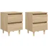 Image de vidaXL Tables de chevet pieds en pin 2 pcs chêne sonoma 40x35x50 cm