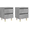 Image de vidaXL Tables de chevet pieds en pin 2 pcs gris béton 40x35x50 cm