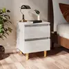 Image de vidaXL Tables de chevet pieds en pin 2 pcs blanc brillant 40x35x50 cm