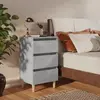 Image de vidaXL Tables de chevet avec pieds en bois 2 pcs gris béton 40x35x69cm