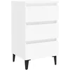 Image de vidaXL Table de chevet avec pieds en métal Blanc 40 x 35 x 69 cm
