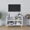 Image de vidaXL Meuble TV avec pieds en bois massif Blanc 69,5x30x50 cm