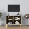 Image de vidaXL Meuble TV avec pieds en bois massif Chêne sonoma 69,5x30x50 cm