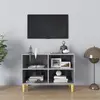 Image de vidaXL Meuble TV avec pieds en bois massif Gris béton 69,5x30x50 cm